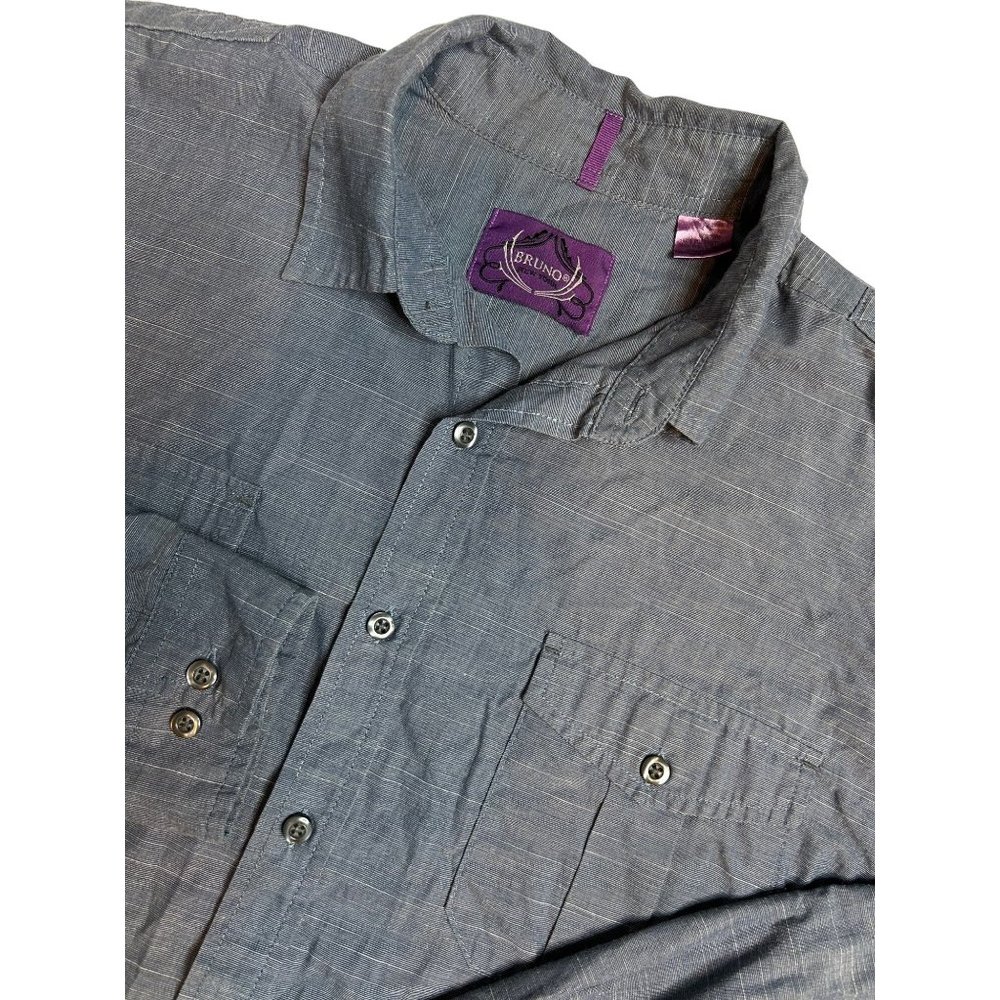 Bruno New York‎  Mens Long Sleeve Gray Button Up Shirt Size Large